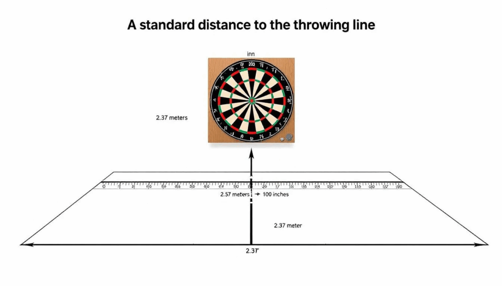 Dartscheibe und Dart Abstand 1 Abstand zur Dartscheibe