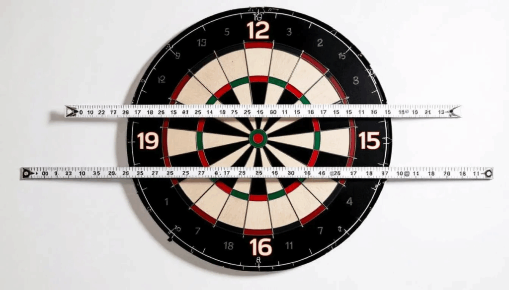 Dartscheibe und Dart Abstand 3 maße dartscheibe