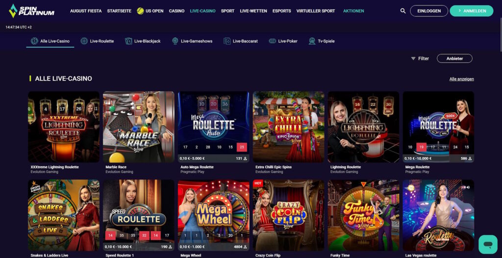 SpinPlatinum Live Casino
