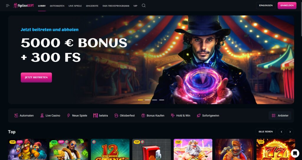 SpinsUp Casino Startseite