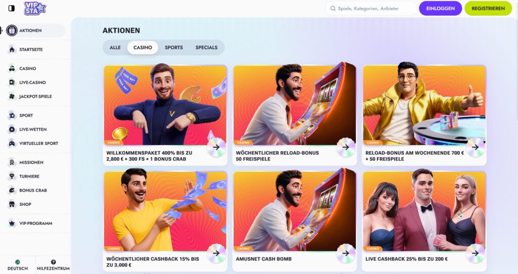 Vipsta Casino Bonusangebote